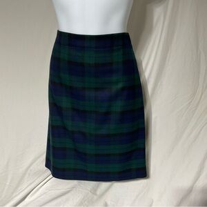 Classic Green & Navy Plaid Pencil Skirt - J. Crew